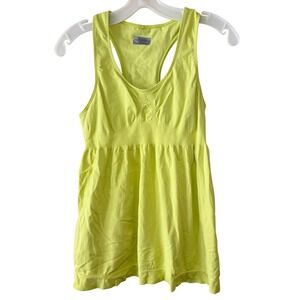 Athleta Womens Tank Top Medium Neon Yellow Racerback Built In Bra Workout Yoga